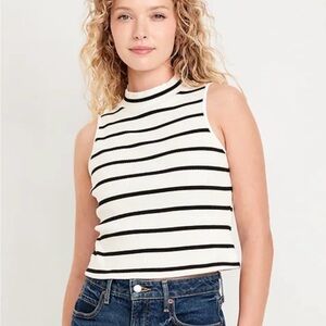 Old Navy Black and White Striped Tank Top